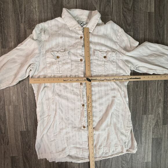 Pamela Stewart Womens XL White Button Front Cotton Roll Tab Sleeve Casual Shirt - Picture 4 of 4